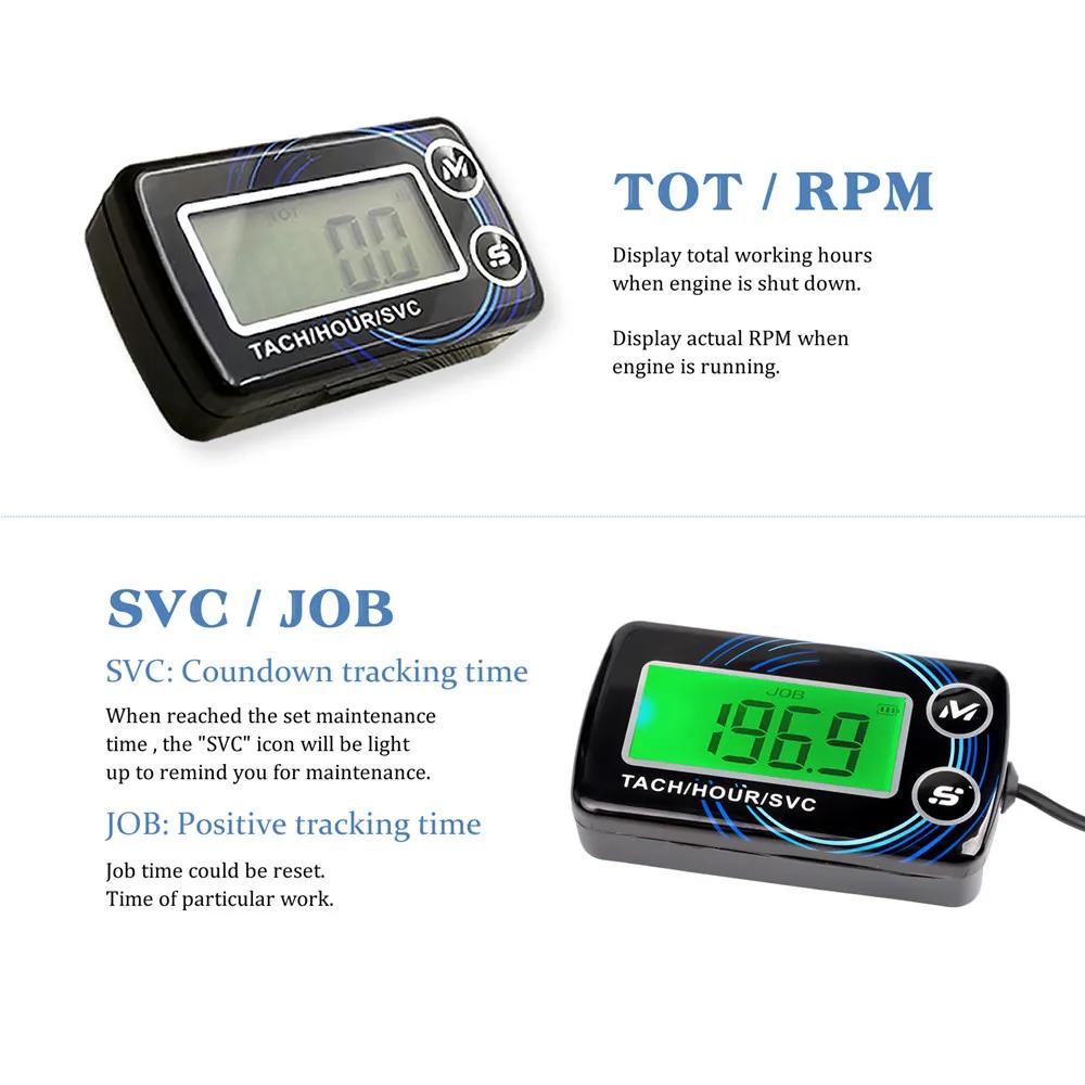 Tachymètre inductif compteurs horaires 2 en 1 jauge alerte RPM moteur compteur horaire rétro-éclairé
