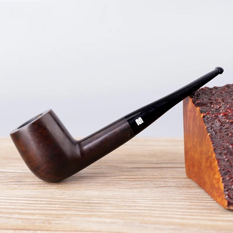 Pipe à tabac classique en bois de bruyère, compatible avec les filtres de 9 mm, tige droite faite à