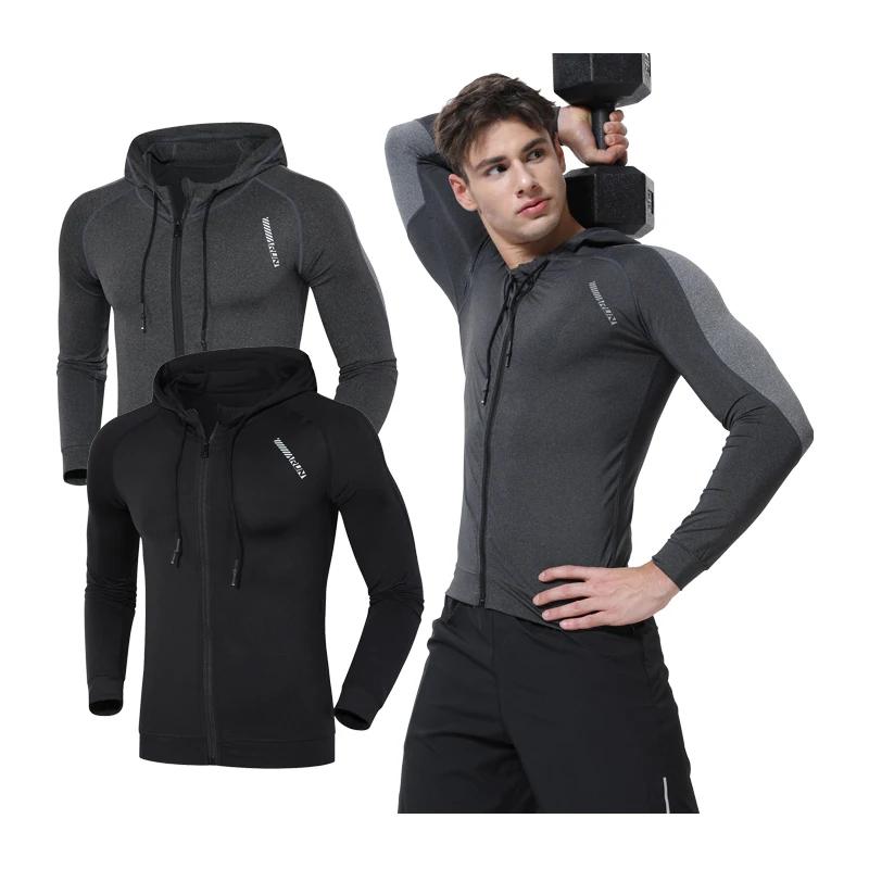Vestes de sport à capuche pour hommes, fermeture éclair, mince, randonnée, confortable, élastique, s