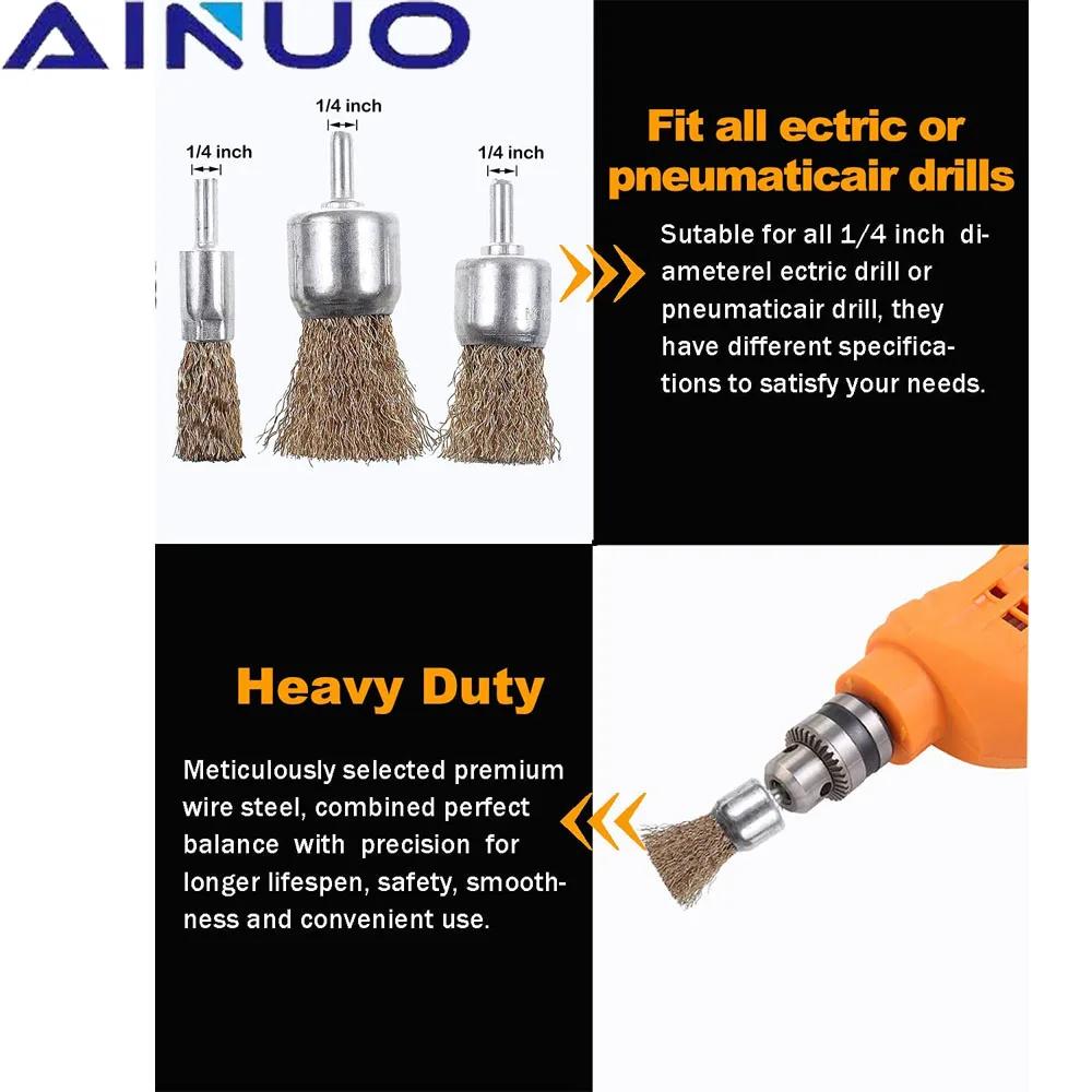 Roues en fil d'acier plaqué cuivre 10/16/25mm, brosses, perceuse, outils rotatifs, graveur, meuleuse