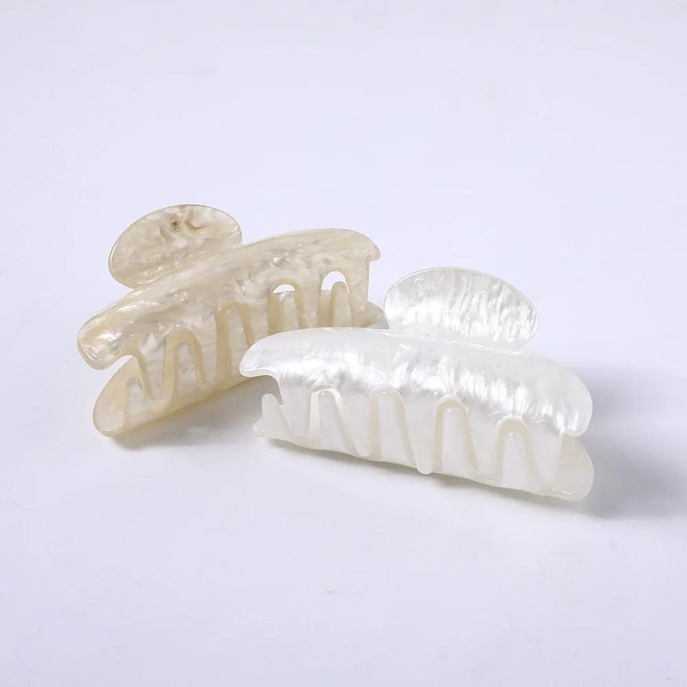 Pince à Cheveux en Acrylique à Rayures Marbrées pour Femme, Crabe, Griffes, Outil de Lavage, Accesso