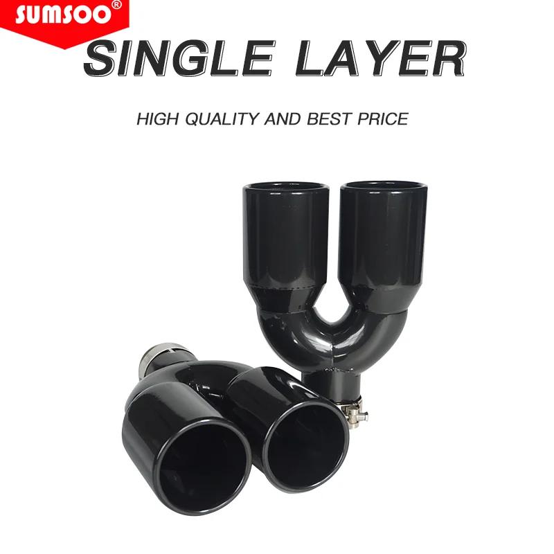 Véritable SUMSOO 1 pièces universel Double pointe d'échappement arrière tuyau d'échappement en acier