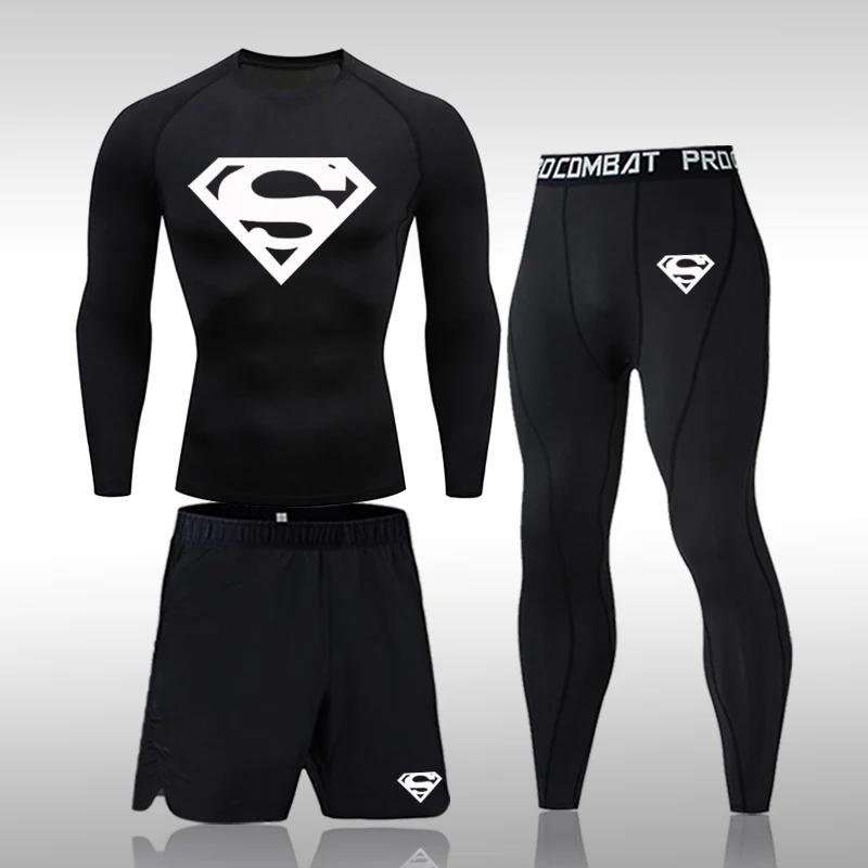 Ensemble compression MMA homme rashguard survêtement musculation vêtements sport trempés