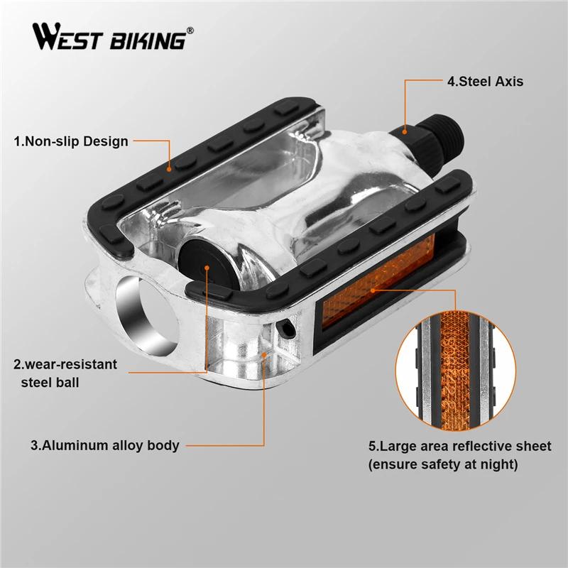 WEST BIKING – pédales de vélo ultralégères antidérapantes en alliage d'aluminium, diamètre de fileta