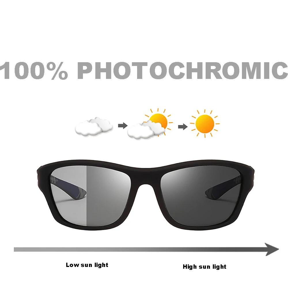 Lunettes de soleil photochromiques de cyclisme pour hommes et femmes, polarisées, à couleur changean