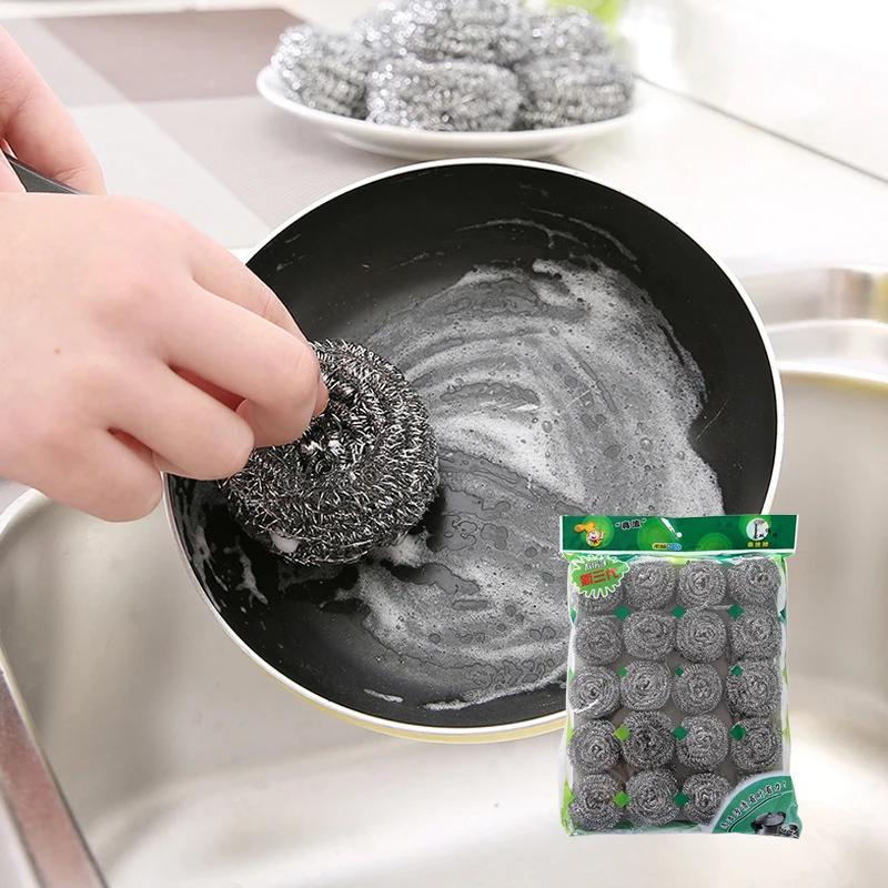 Boule d'acier en fil de Zinc élevé, 20 pièces, équipements de nettoyage de la vaisselle, tampons en