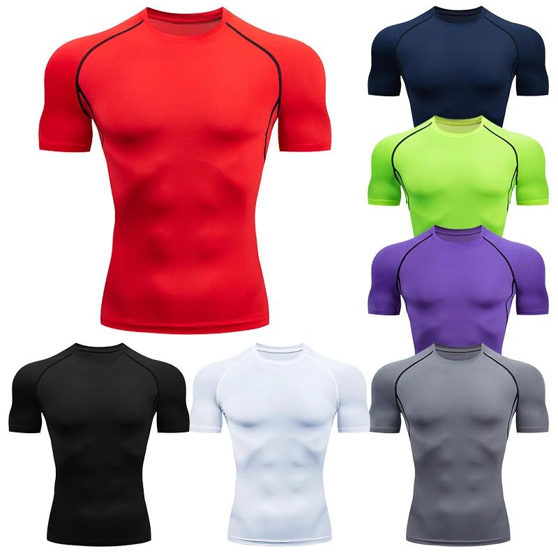 T-shirts de Compression pour hommes, maillot de football à séchage rapide, vêtements de Sport serrés