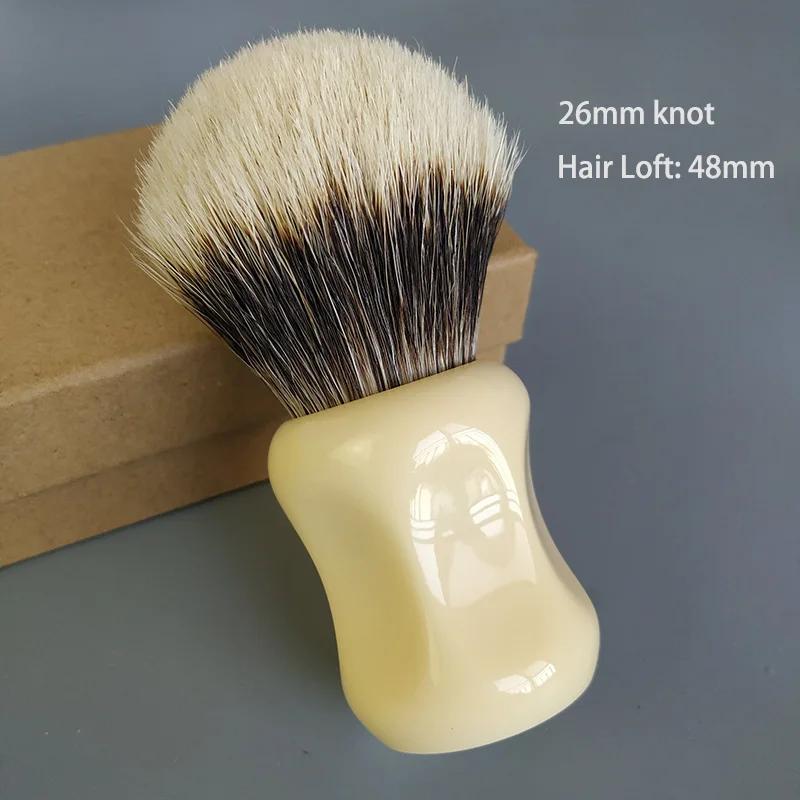 Dscosmetic – brosse de rasage à deux bandes de 26mm avec manche en résine ivoire, en mandchourie