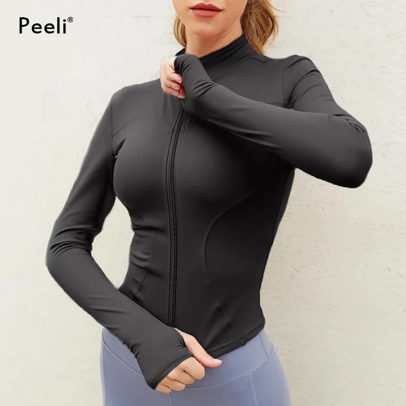 Veste sport femme manches longues fermeture éclair - Fitness yoga hiver chaud manteau course