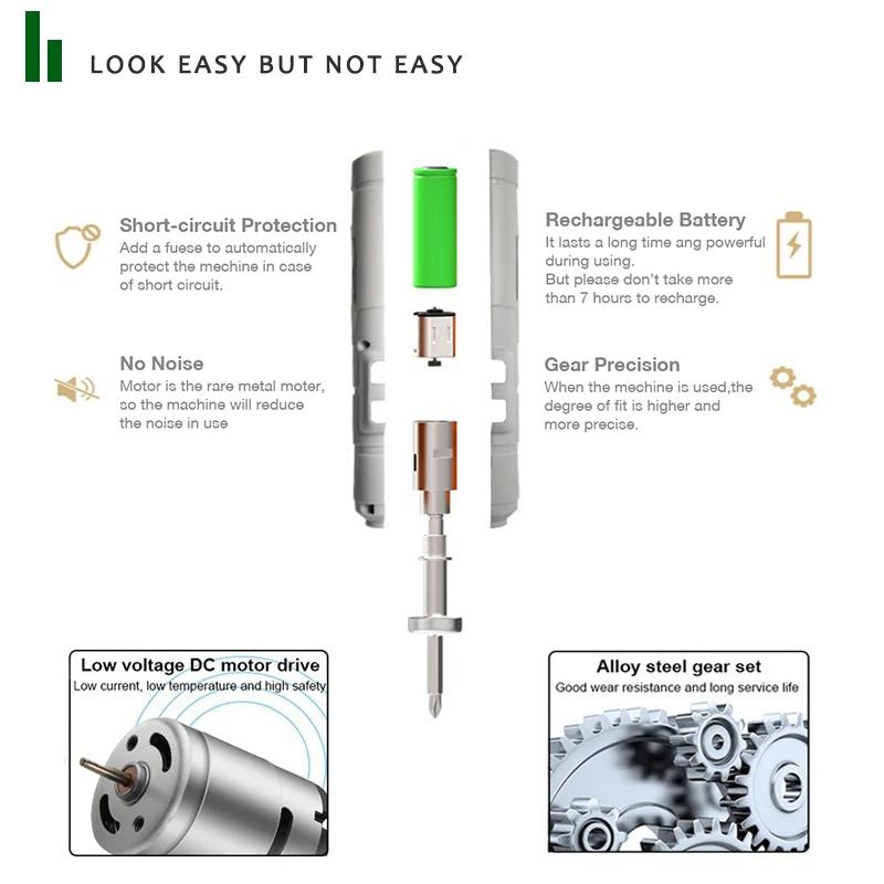 Tournevis électrique sans fil, Mini outils électriques 3.6V, Rechargeable, multifonction, perceuse é