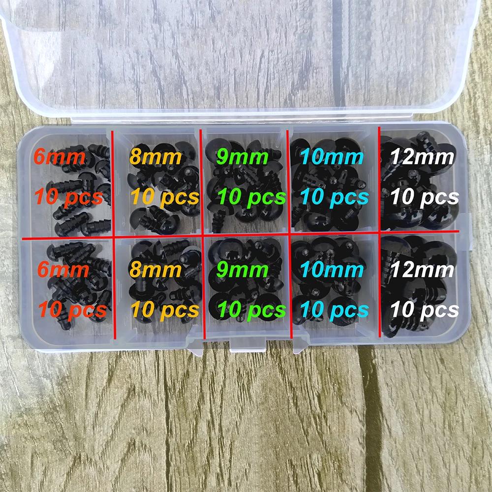 100 pièces 8/10/12/14mm yeux de sécurité en plastique pour jouets bricolage mélange taille Crochet o