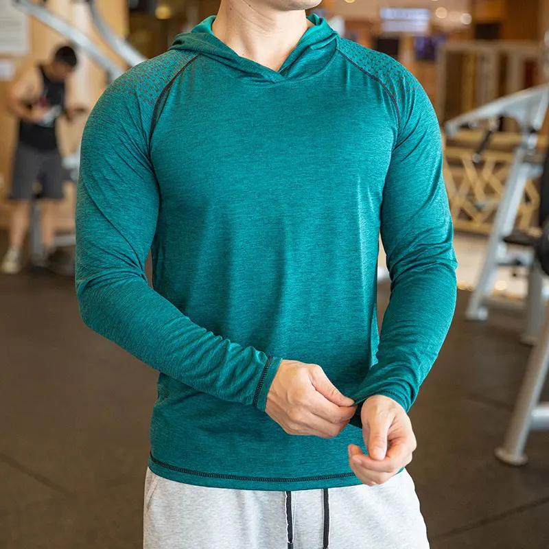 T-shirt à manches longues pour hommes, séchage rapide, décontracté, mince, élastique, sport, fitness