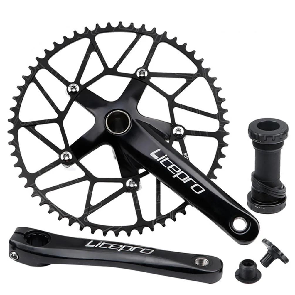 Pignon manivelle intégré creux Litepro pour vélo pliant arbre central dent positive négative plateau simple
