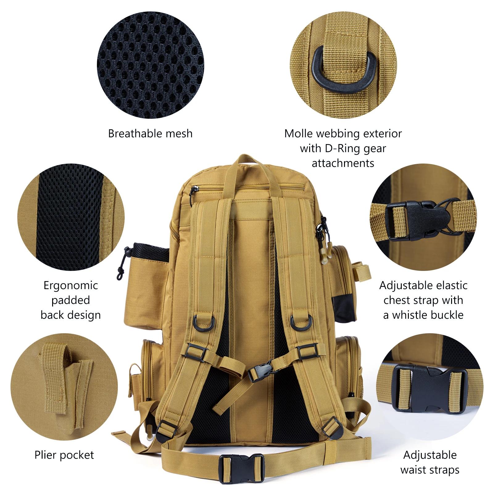 Bassdash sac de pêche multifonctionnel sac à dos de matériel boîte de matériel tactique légère