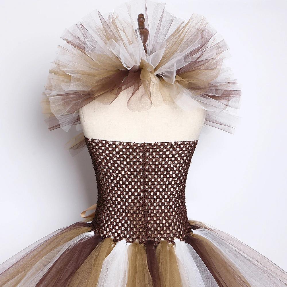 Costume de Lion de la Jungle marron pour bébés filles, robe Tutu fantaisie de fête d'animaux pour en