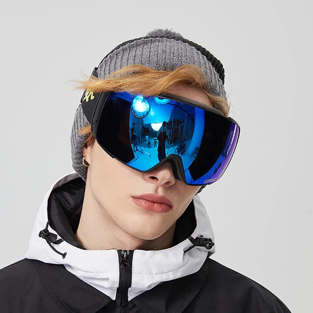 Copozz lunettes de Ski polarisées magnétiques Anti-buée hiver Double couche Protection UV400 hommes