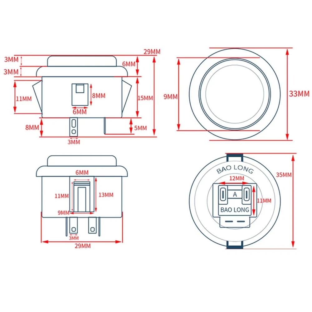 Bouton poussoir Led éclairé par Arcade, 5V / 12V, 24MM 30MM, copie ronde lumineuse SANWA OBSC pour j