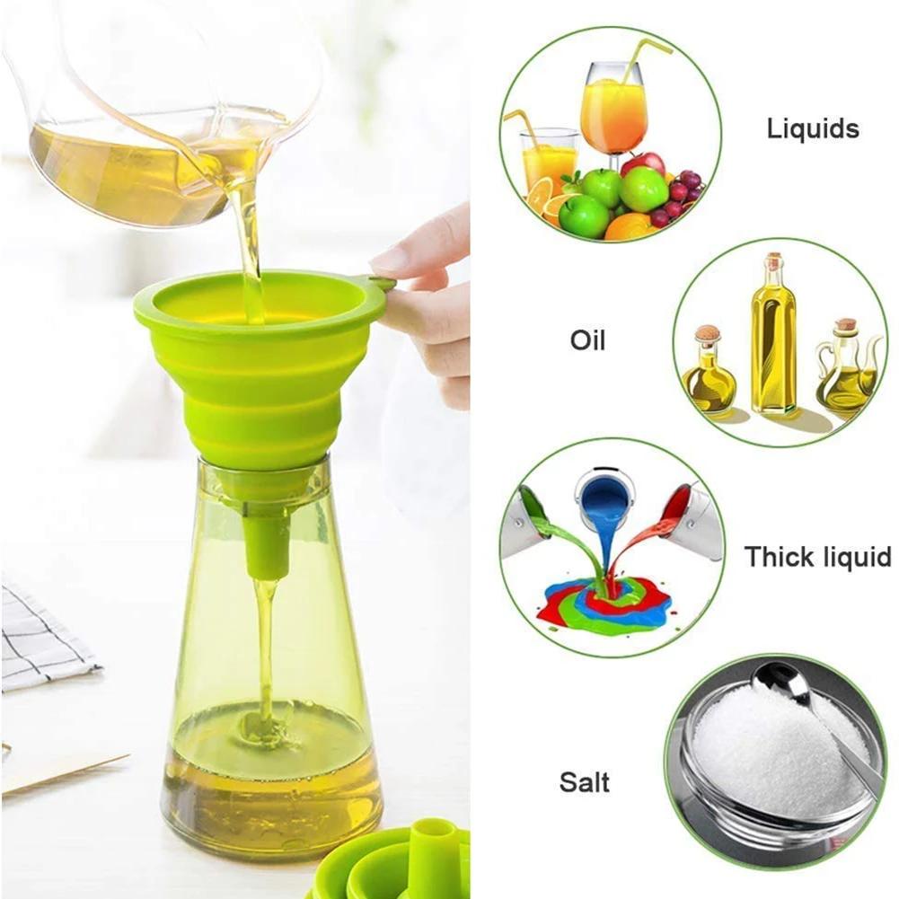 3 pièces entonnoir pliable en Silicone, outils de cuisine domestique, Mini entonnoir Portable pour P