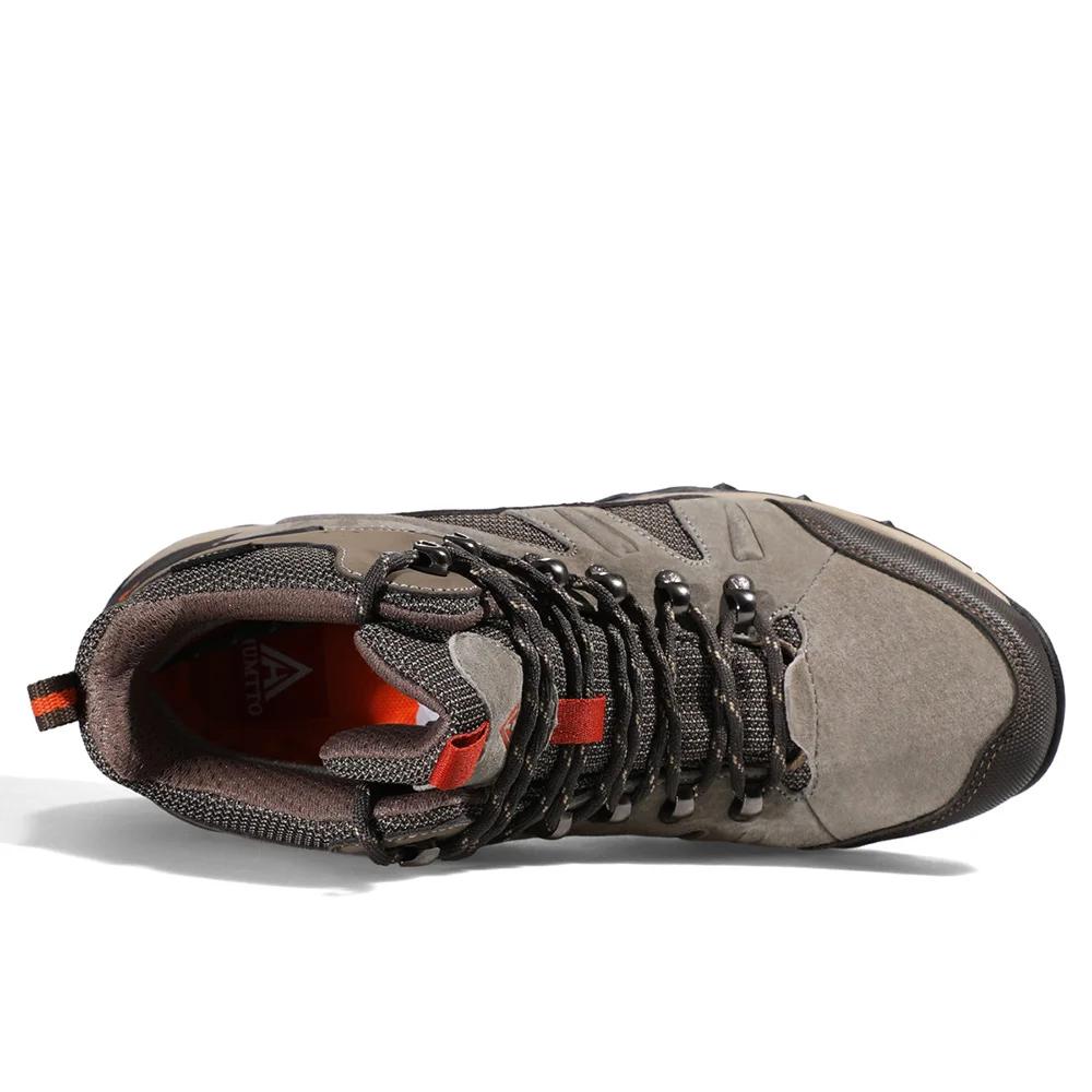 Baskets de randonnée en cuir HUMTTO pour hommes - Bottes tactiques imperméables camping
