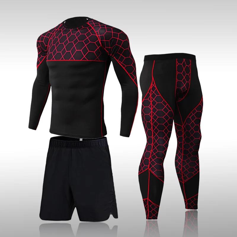 Ensemble de survêtement de compression pour homme, t-shirt moulant, legging de course, salle de spor