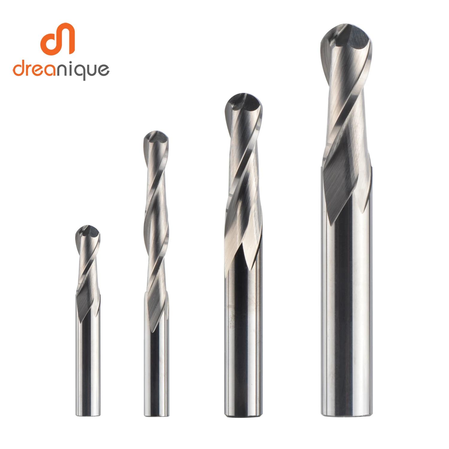 Dreanique 1pc fraise à bout sphérique en carbure 2 cannelures R0.5-R4.0 fraise en bout pour bois et