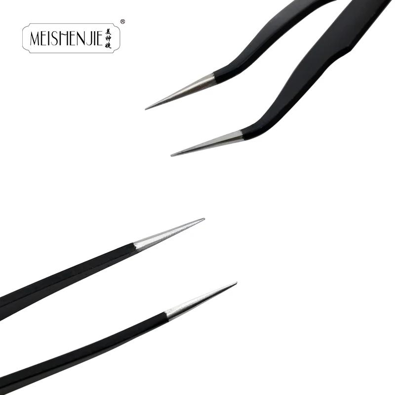 MEISHENJIE-Pince à épiler en acier inoxydable pour faux cils, outil de maquillage pour extensions d'