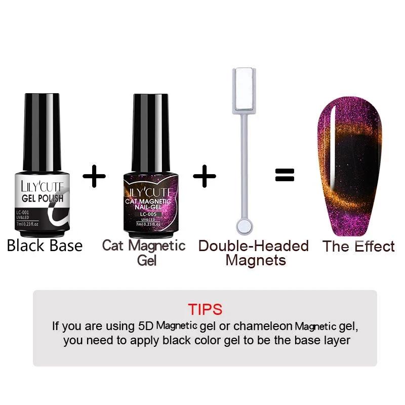 LILYCUTE 7ml 9D chat magnétique Gel vernis à ongles aimant irisé Semi Permanent tremper UV LED manuc