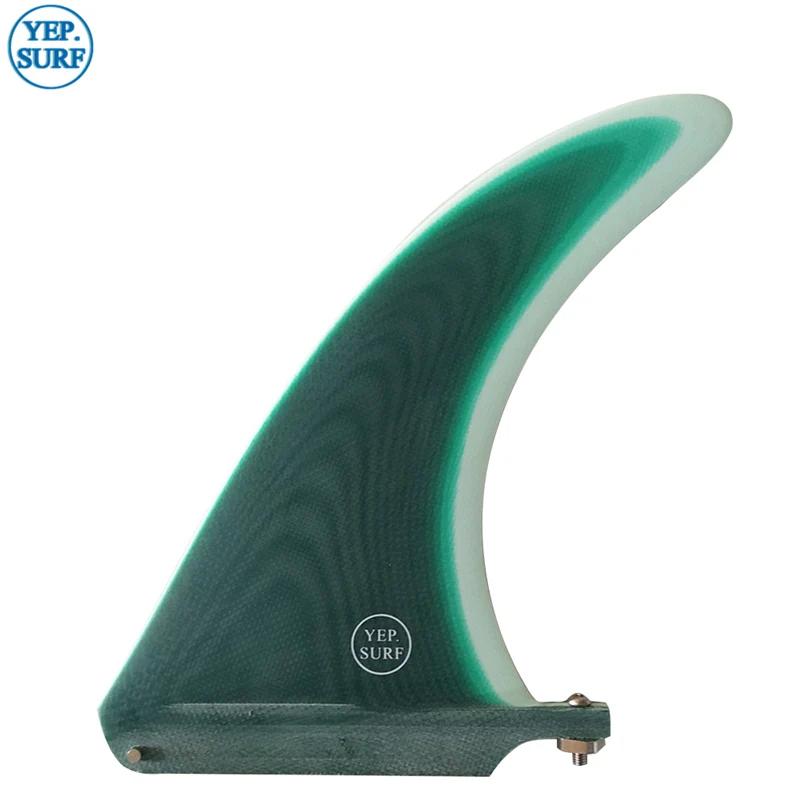 Fins de Surf Longboard en fiber de verre, 7/8/9/10/25/11 pouces, simples, blanches/bleues/noires/bru