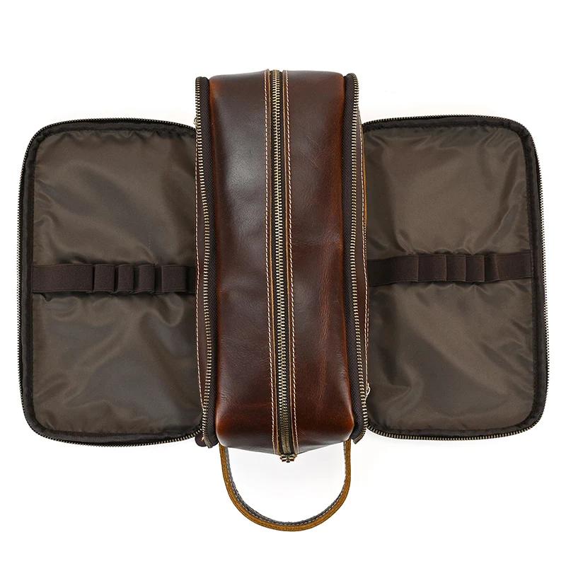 Trousse de toilette en cuir de vache pour hommes et femmes, sac à cosmétiques, sac de lavage, sacs d