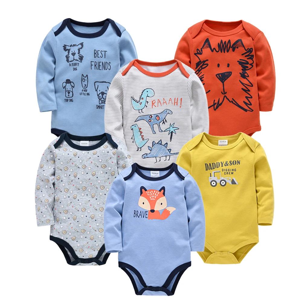Kavkas bébé garçons filles Body 6 pièces 3 pièces à manches longues 100% coton bébé vêtements 0-12 m