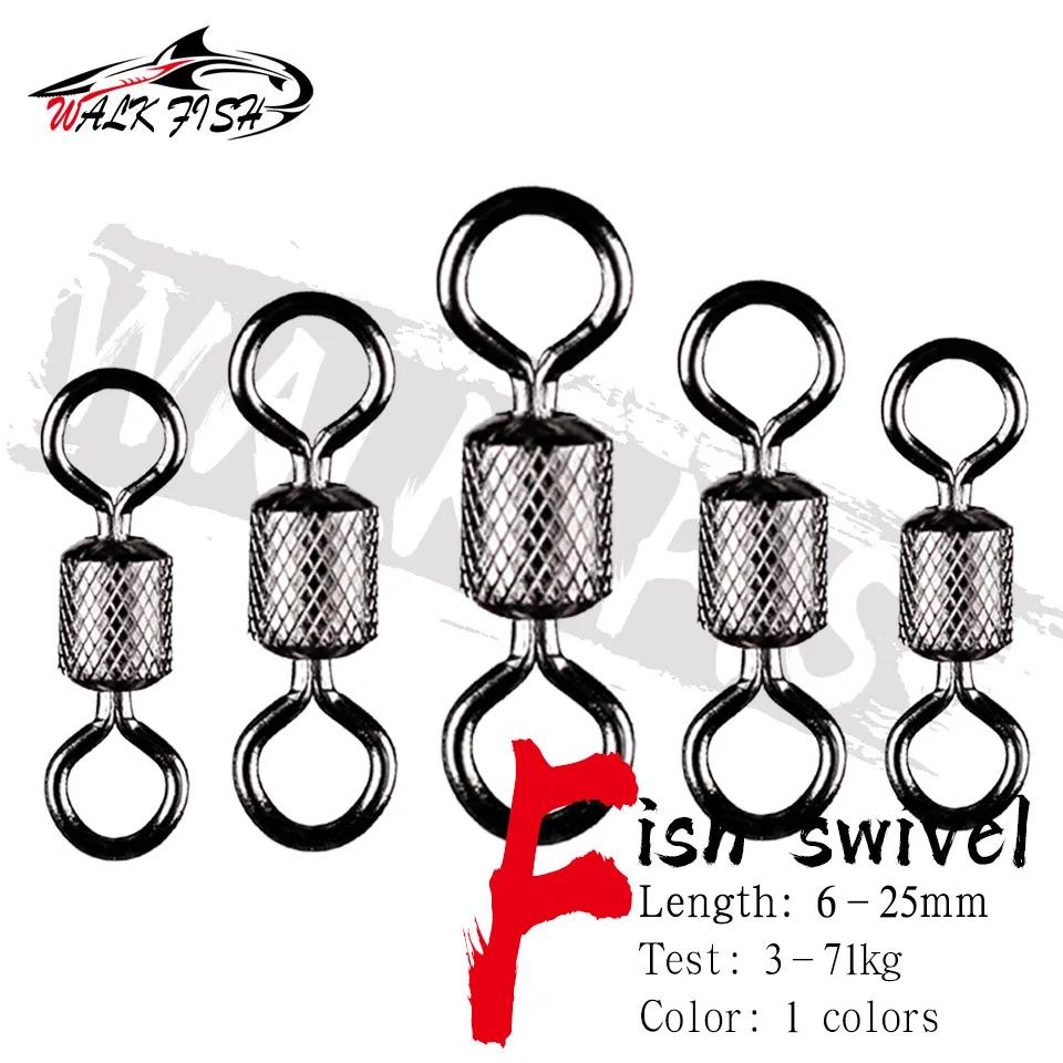 WALK FISH 50 pièces/lot émerillons de pêche roulement à billes pivotant avec bouton-pression de sécu