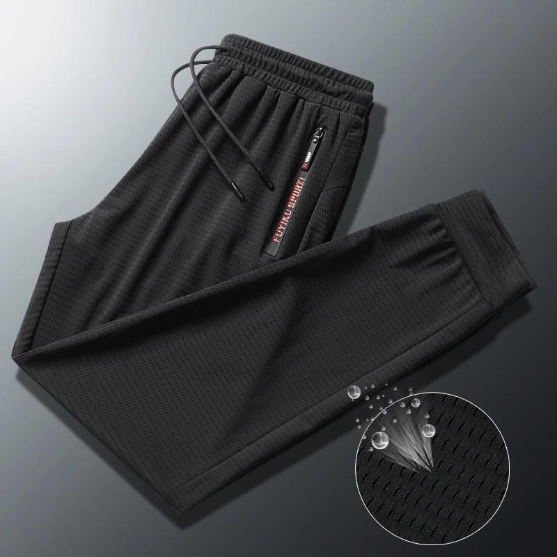 Pantalon de survêtement en soie glacée pour hommes, grande taille 9xl 8xl 7xl, séchage rapide et fra