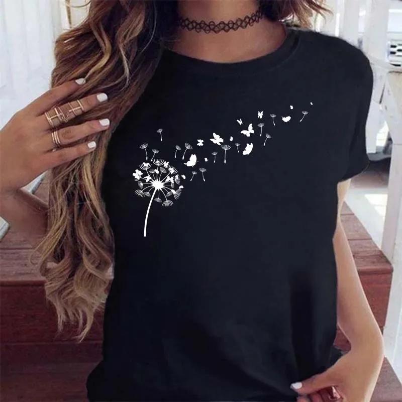 Maycaur femmes graphique dessin animé pissenlit imprimé t-shirt à manches courtes dames imprimer vêt
