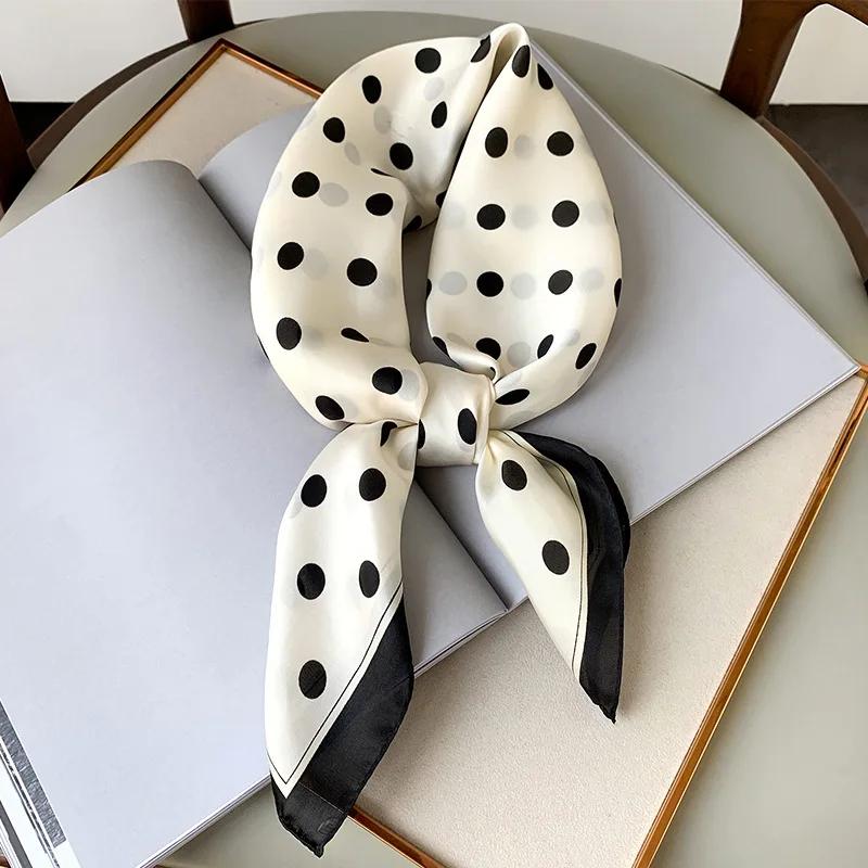 Écharpe carrée à pois pour femme, châles et enveloppes de luxe, petit sac à la mode, écharpes pour c