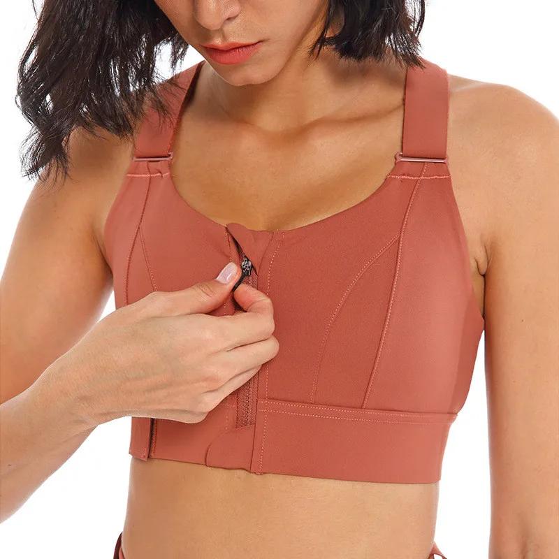 Soutien-gorge de sport femme - Brassière athlétique à fermeture frontale réglable antichoc