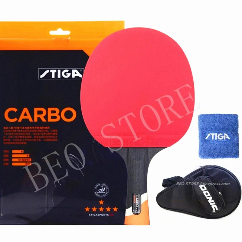 Raquette de tennis de table STIGA 6 étoiles - Originale boutons carbone caoutchouc batte ping-pong compétition