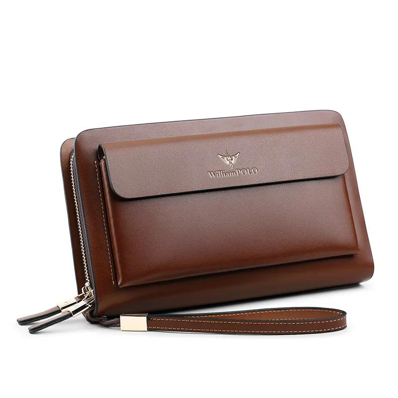 Pochettes de marque en croûte de cuir pour hommes d'affaires, organisateur de cartes de crédit pour