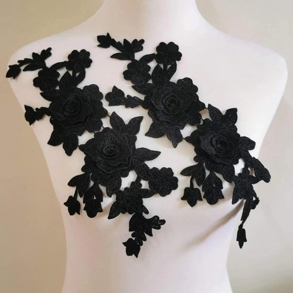 Patch brodé de fleurs de roses à coudre, 2 pièces, pour robe, chapeau, sac, jean, appliques, artisan