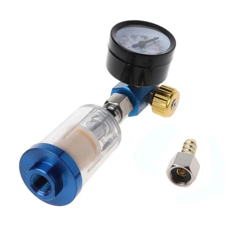 Jauge de régulateur d'air pour pistolet de pulvérisation + filtre piège à eau en ligne + adaptateur