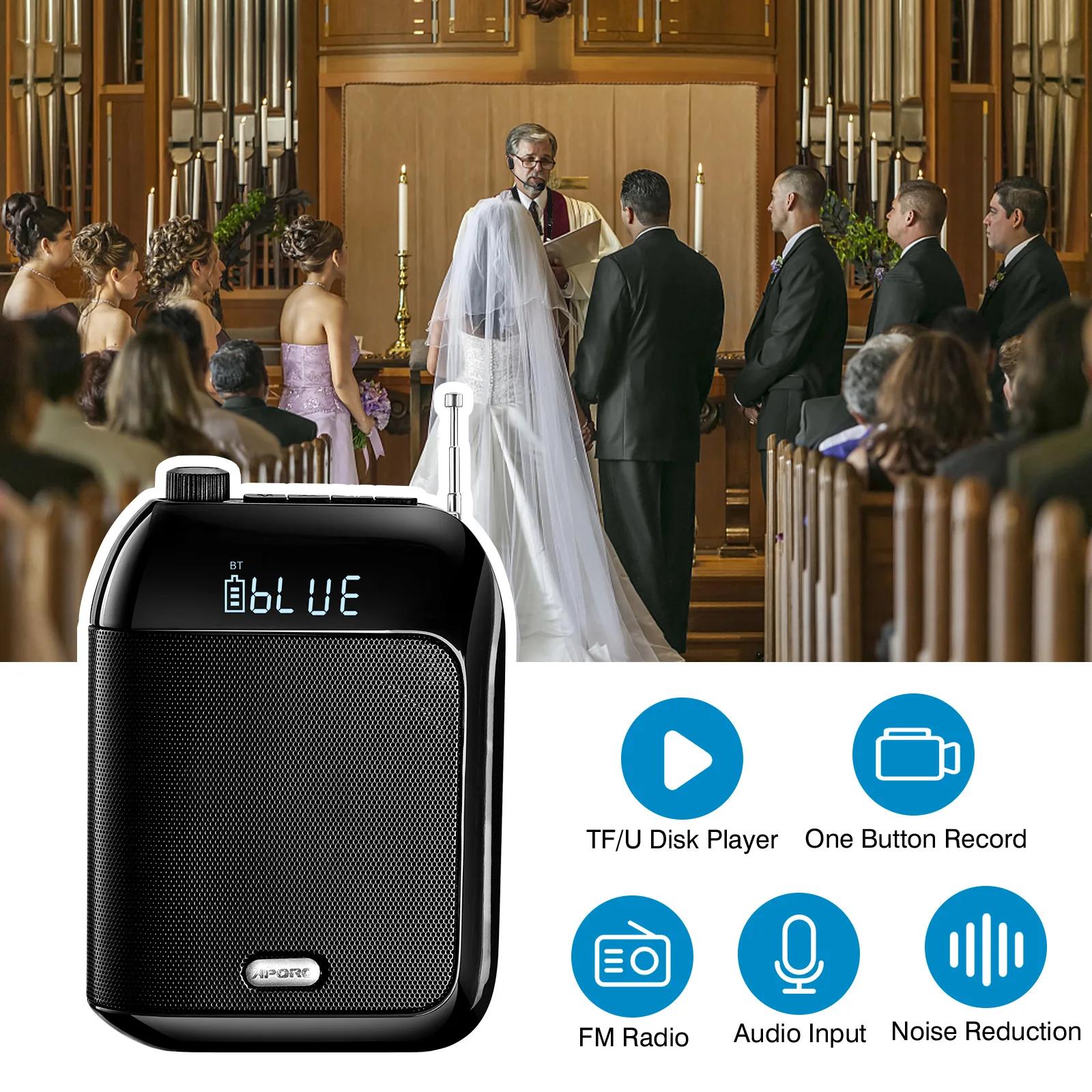 Amplificateur vocal sans fil Bluetooth UHF, Portable, pour enseigner les conférences, Guide touristi