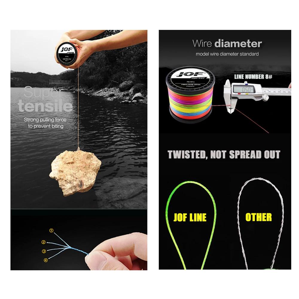 JOF 4 brins tressé ligne de pêche Multifilament 300M 500M 1000M carpe pêche japonais tressé fil acce