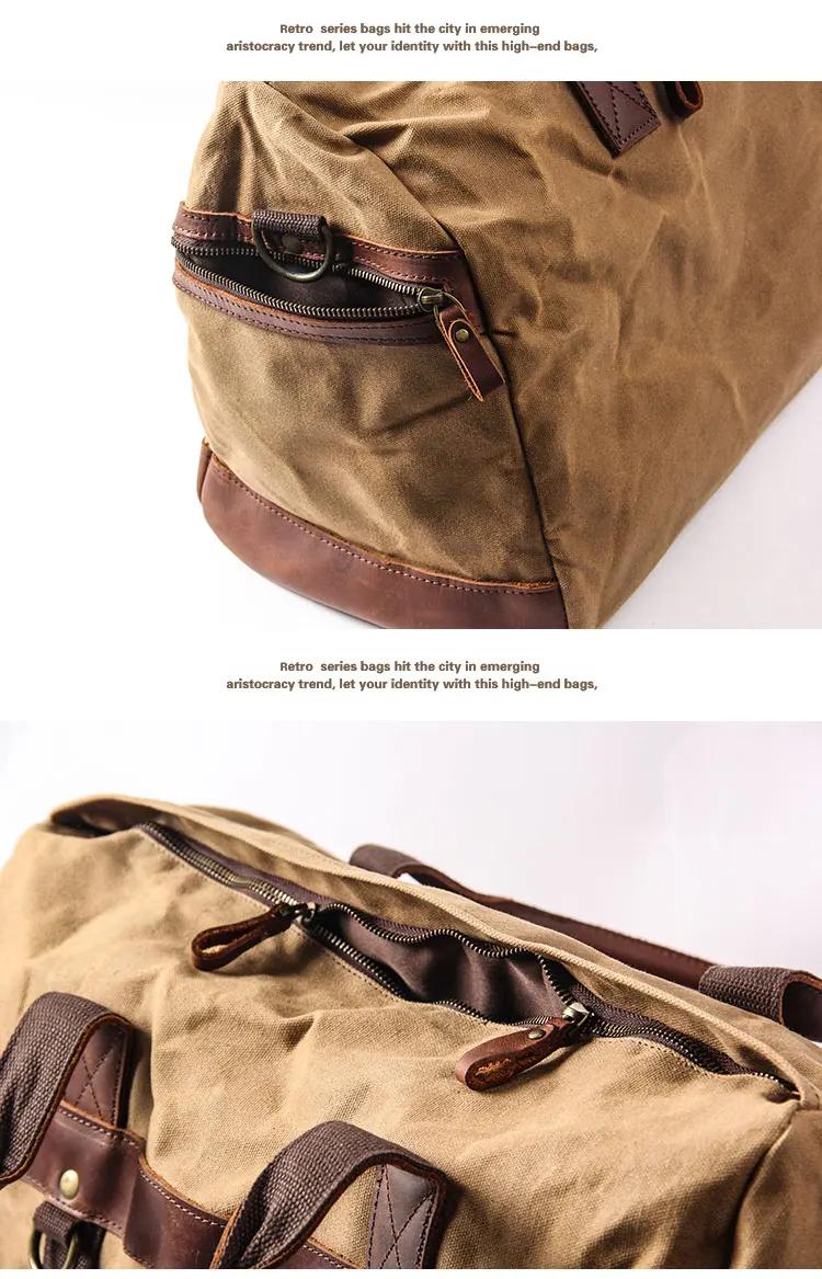 Sac de voyage en toile cirée imperméable pour hommes, bagage à main, grand fourre-tout Vintage pour