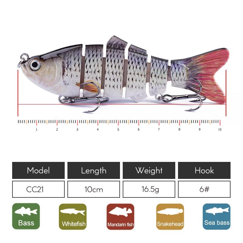 Hanlin Set 4 pouces 16,5g Leurres de pêche multi-articulés, Wobblers, Swimbait, Appâts artificiels d