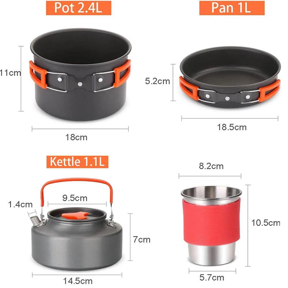 Équipement de voyage de Camping, ustensiles de cuisine, Kit de casseroles, brûleur à gaz, accessoire