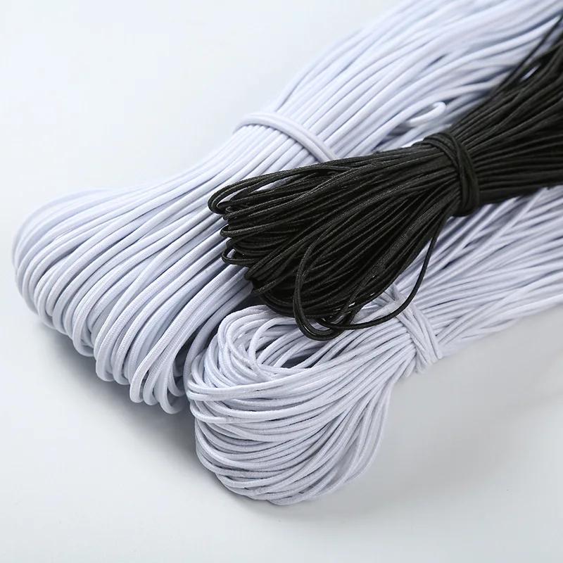 Bande élastique ronde noire et blanche, 5 m, 10m, 1/2/3/4/5/6mm, accessoire de couture, bricolage