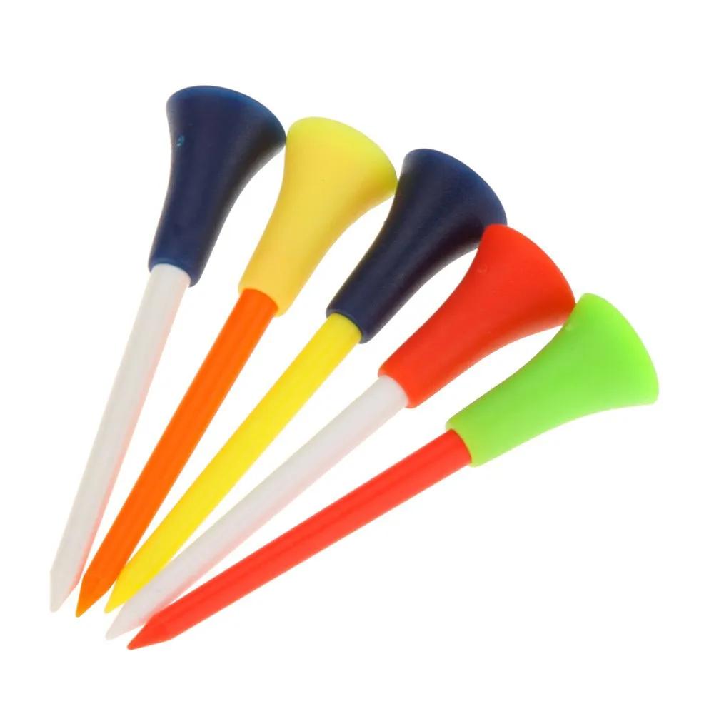 100 pièces Tees de Golf mélanger les couleurs 83mm en plastique Durable en caoutchouc coussin haut p