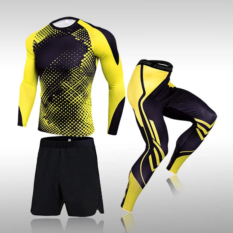 Ensemble de 3 pièces pour hommes, combinaison de Sport d'entraînement, de gymnastique, de Fitness, d