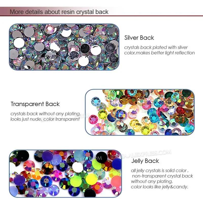 Grand paquet de strass en résine Non correcteurs, 2-6mm, vente en gros, cristaux en plastique AB à d