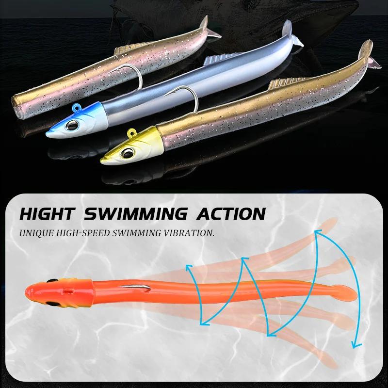 BLUX – leurre de pêche souple en forme d'anguille, appât artificiel de type poisson nageur, queue de