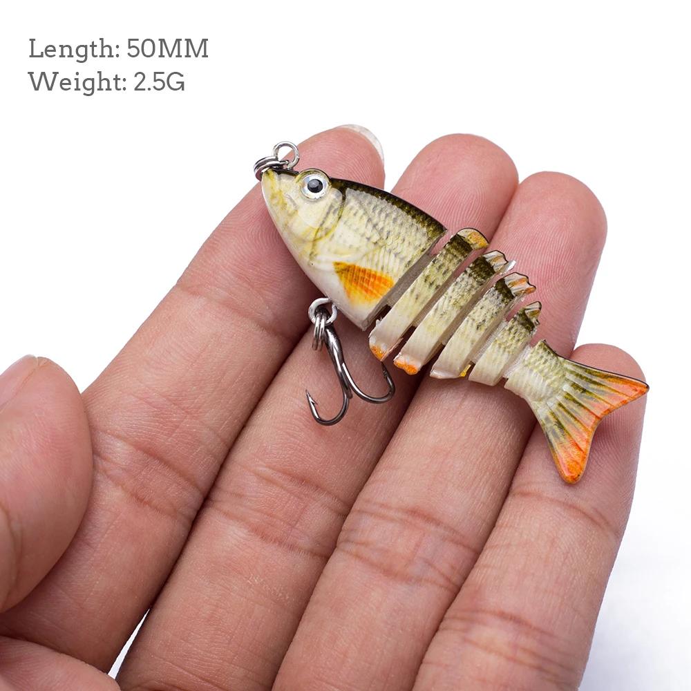 Ensemble de leurres de pêche multi-articulés miniatures 5cm/2.5g, 6 segments, appât flexible, crankb